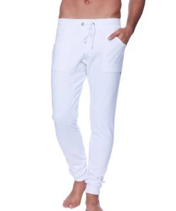 4-rth Long Cuffed Jogger & Yoga Sweat Pants (White) MEN