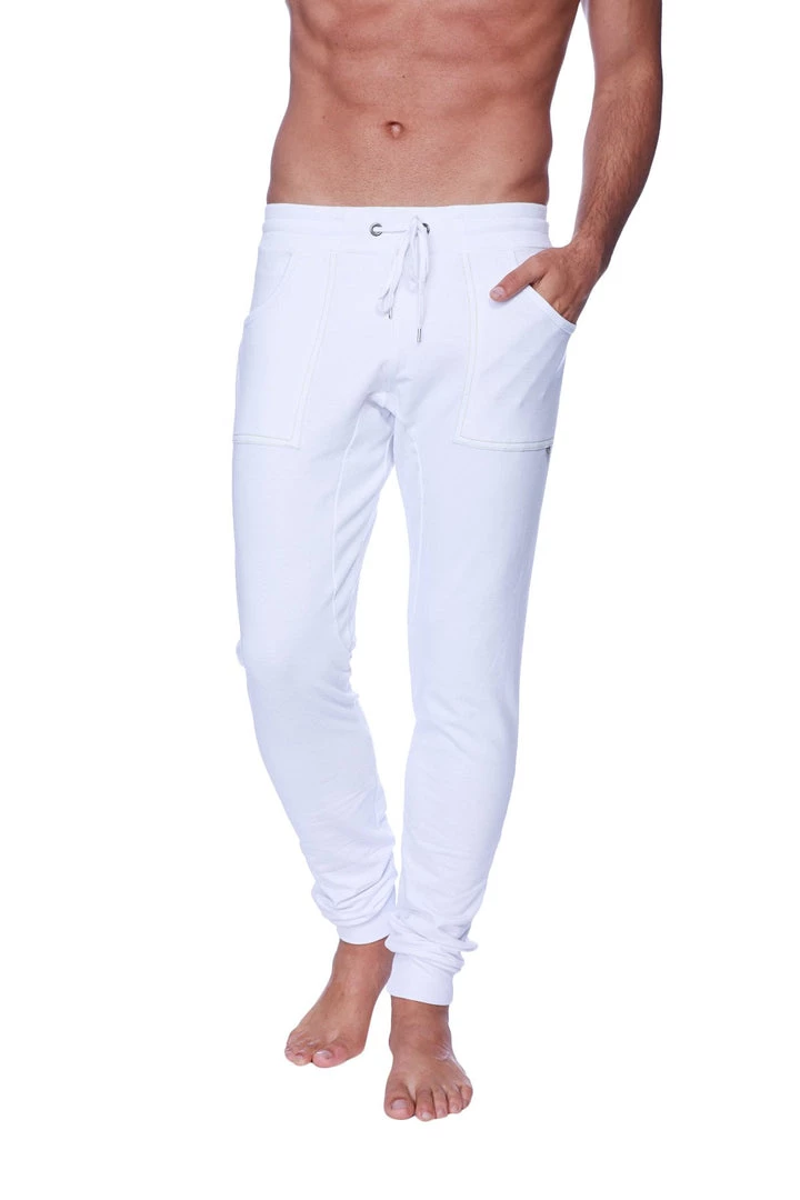 4-rth Long Cuffed Jogger & Yoga Sweat Pants (White) MEN