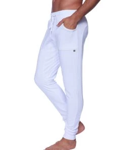 4-rth Long Cuffed Jogger & Yoga Sweat Pants (White) MEN