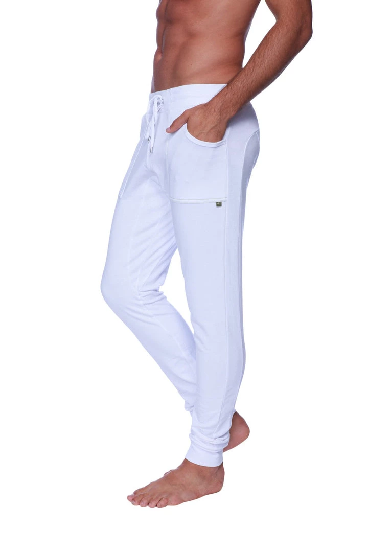 4-rth Long Cuffed Jogger & Yoga Sweat Pants (White) MEN