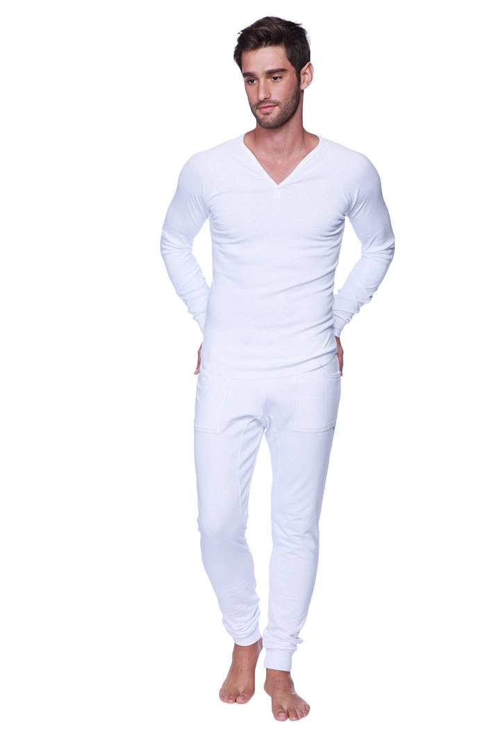 4-rth Long Cuffed Jogger & Yoga Sweat Pants (White) MEN