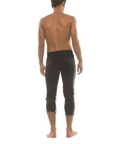 4-rth Mens 4/5 Zipper Pocket Capri Yoga Pants (Black W/Charcoal & GREY)