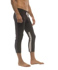 4-rth Mens 4/5 Zipper Pocket Capri Yoga Pants (Black W/Charcoal & GREY)