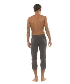 4-rth Mens 4/5 Zipper Pocket Capri Yoga Pants (Charcoal W/Black & Red)