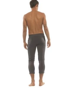 4-rth Mens 4/5 Zipper Pocket Capri Yoga Pants (Charcoal W/Black & Royal)