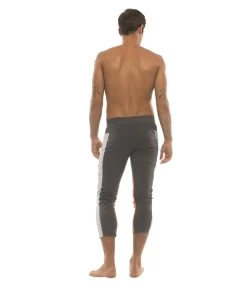 4-rth Mens 4/5 Zipper Pocket Capri Yoga Pants (Charcoal W/Grey & Orange)