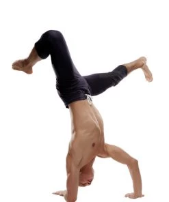 4-rth Mens 4/5 Zipper Pocket Capri Yoga Pants (Eggplant)