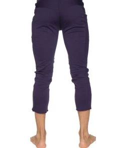 4-rth Mens 4/5 Zipper Pocket Capri Yoga Pants (Eggplant)