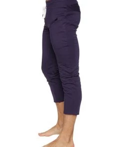 4-rth Mens 4/5 Zipper Pocket Capri Yoga Pants (Eggplant)