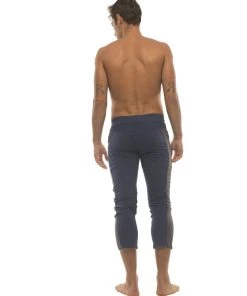 4-rth Mens 4/5 Zipper Pocket Capri Yoga Pants (Royal W/Charcoal & Black)