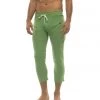 4-rth Mens 4/5 Zipper Pocket Capri Yoga Pants (Solid Bamboo Green)