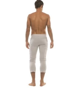 4-rth Mens 4/5 Zipper Pocket Capri Yoga Pants (Solid Heather Grey)
