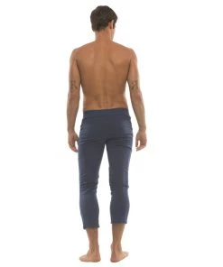 4-rth Mens 4/5 Zipper Pocket Capri Yoga Pants (Solid Royal Blue)