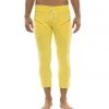 4-rth Mens 4/5 Zipper Pocket Capri Yoga Pants (Solid Yellow)