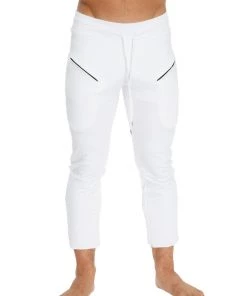 4-rth Mens 4/5 Zipper Pocket Capri Yoga Pants (White)