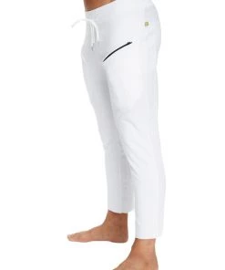 4-rth Mens 4/5 Zipper Pocket Capri Yoga Pants (White)