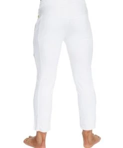 4-rth Mens 4/5 Zipper Pocket Capri Yoga Pants (White)