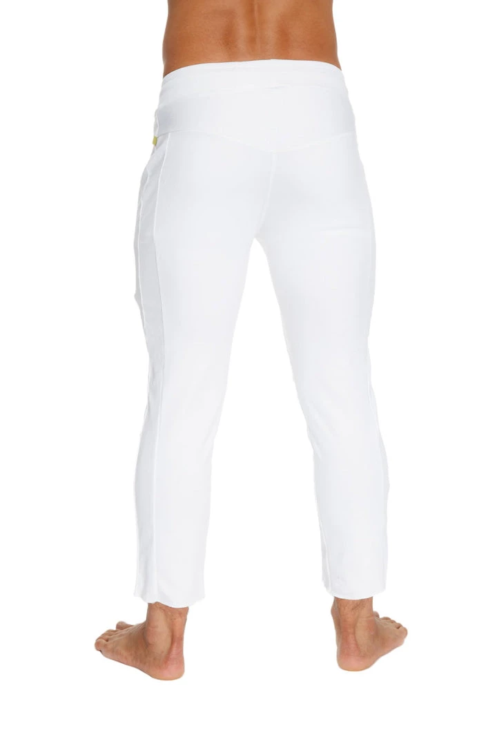 4-rth Mens 4/5 Zipper Pocket Capri Yoga Pants (White)