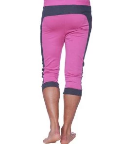 4-rth Mens Cuffed Yoga Pants (Berry W/Charcoal)