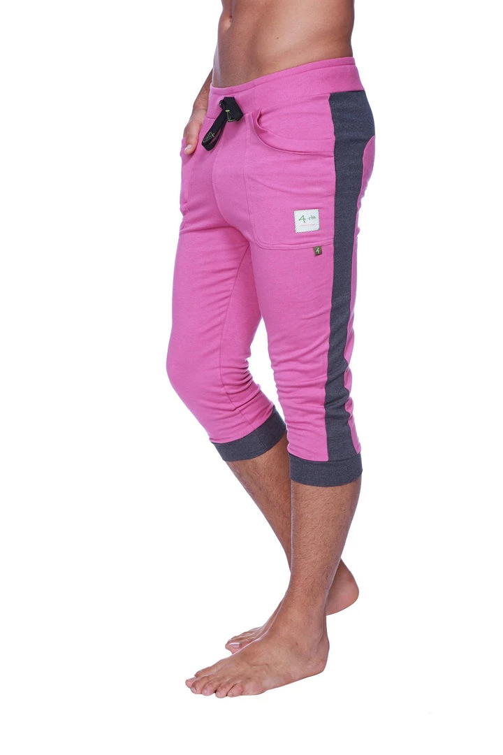 4-rth Mens Cuffed Yoga Pants (Berry W/Charcoal)