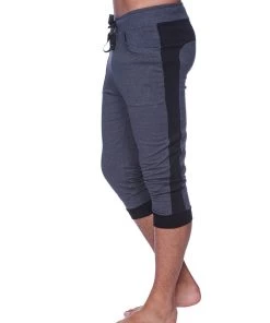 4-rth Mens Cuffed Yoga Pants (Charcoal W/Black)