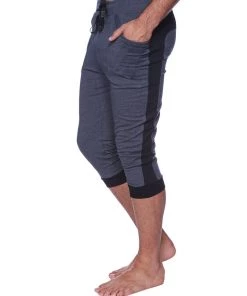 4-rth Mens Cuffed Yoga Pants (Charcoal W/Black)