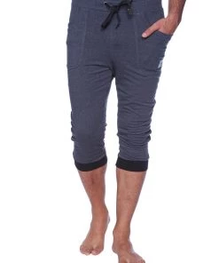 4-rth Mens Cuffed Yoga Pants (Charcoal W/Black)