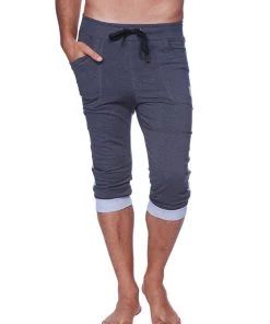 4-rth Mens Cuffed Yoga Pants (Charcoal W/Heather Grey)