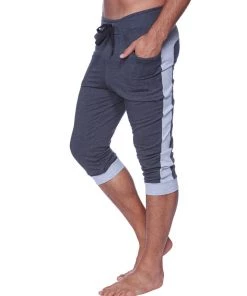 4-rth Mens Cuffed Yoga Pants (Charcoal W/Heather Grey)