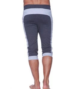 4-rth Mens Cuffed Yoga Pants (Charcoal W/Heather Grey)