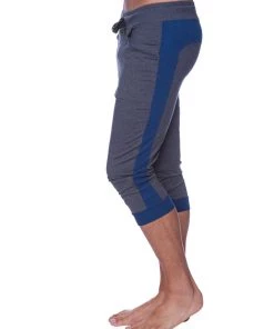 4-rth Mens Cuffed Yoga Pants (Charcoal W/Royal Blue)