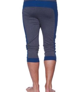 4-rth Mens Cuffed Yoga Pants (Charcoal W/Royal Blue)