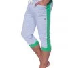 4-rth Mens Cuffed Yoga Pants (Heather Grey W/GREEN)