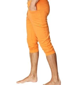 4-rth Mens Cuffed Yoga Pants (Solid Sun Orange)