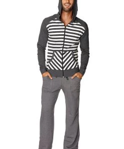 4-rth **Original Limited Edition** Form-fit Crossover Yoga Track Performance Fleece Hoodie (Charcoal Stripe) MEN