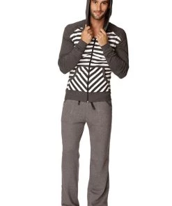 4-rth **Original Limited Edition** Form-fit Crossover Yoga Track Performance Fleece Hoodie (Charcoal Stripe) MEN