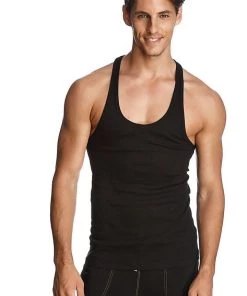 4-rth Racer-back Yoga Tank (Black) MEN