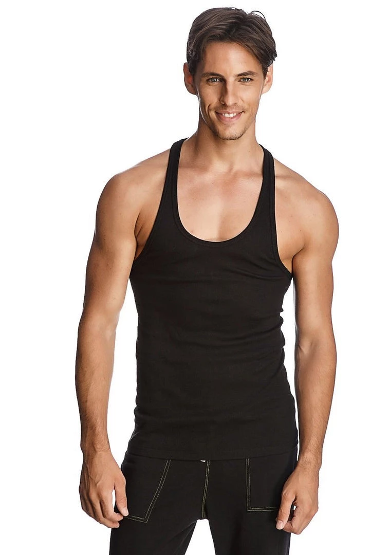4-rth Racer-back Yoga Tank (Black) MEN