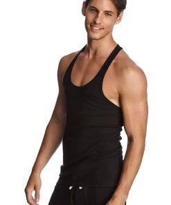 4-rth Racer-back Yoga Tank (Black) MEN