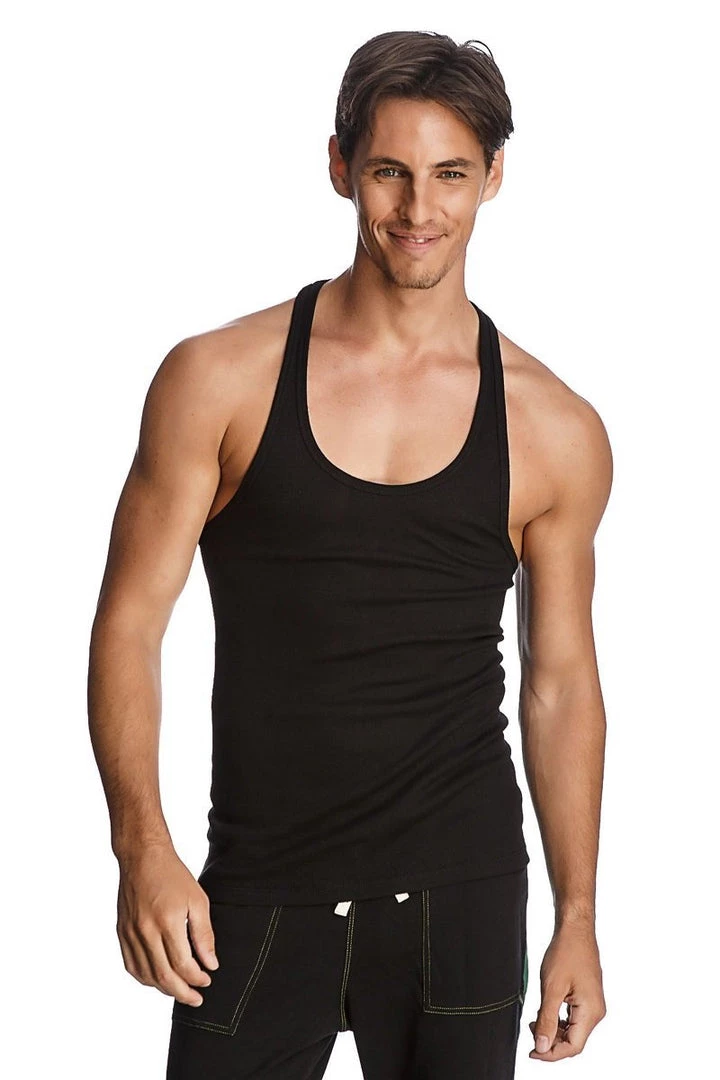 4-rth Racer-back Yoga Tank (Black) MEN