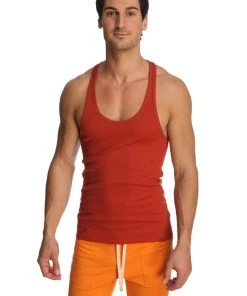 4-rth Racer-back Yoga Tank (Cinnabar) MEN
