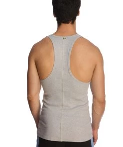 4-rth Racer-back Yoga Tank (Heather Grey)