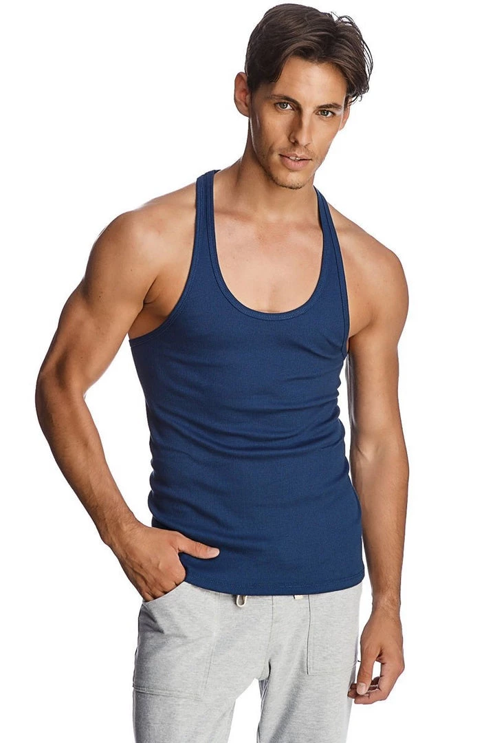 4-rth Racer-back Yoga Tank (Royal Blue) MEN