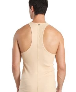 4-rth Racer-back Yoga Tank (Sand Beige) MEN