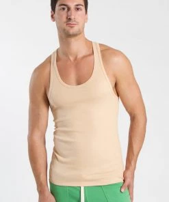 4-rth Racer-back Yoga Tank (Sand Beige) MEN