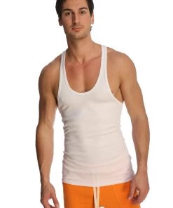 4-rth MEN Racer-back Yoga Tank (White)
