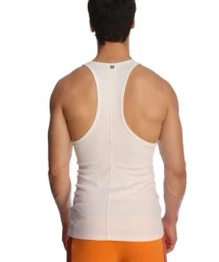 4-rth MEN Racer-back Yoga Tank (White)