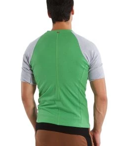4-rth Raglan Virtual Crew Neck (Bamboo Green W/Grey) MEN