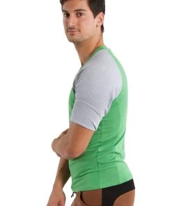 4-rth Raglan Virtual Crew Neck (Bamboo Green W/Grey) MEN