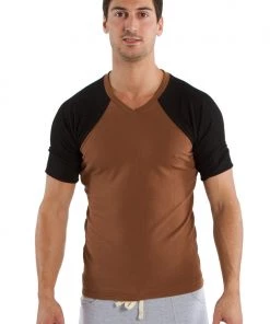 4-rth Raglan Virtual Crew Neck (Chocolate W/Black) MEN